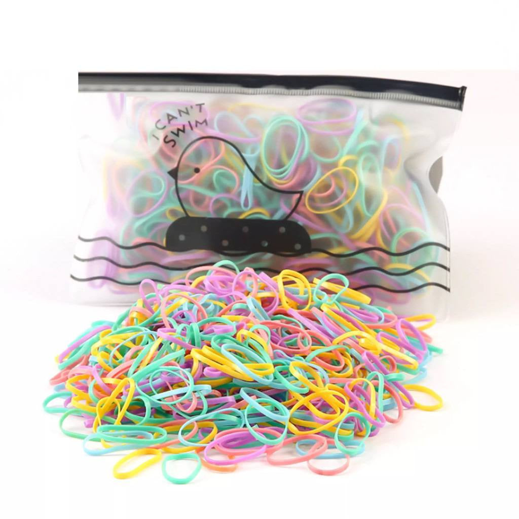 HR- IKAT RAMBUT KOREA 100PCS FREE POUCH Karet Warna Polos Gelang Tali Kunciran Aksesoris Anak Kuncir
