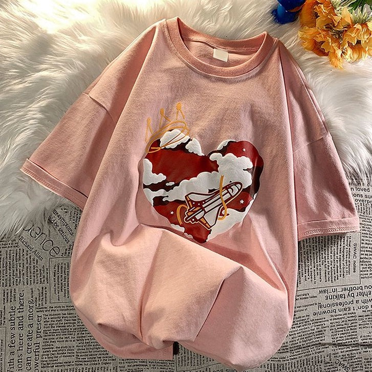 Kaos Oversize Awan Love Plester Angel Malaikat Kaos Trending Hype Kaos Keren Berkualitas Korean Style