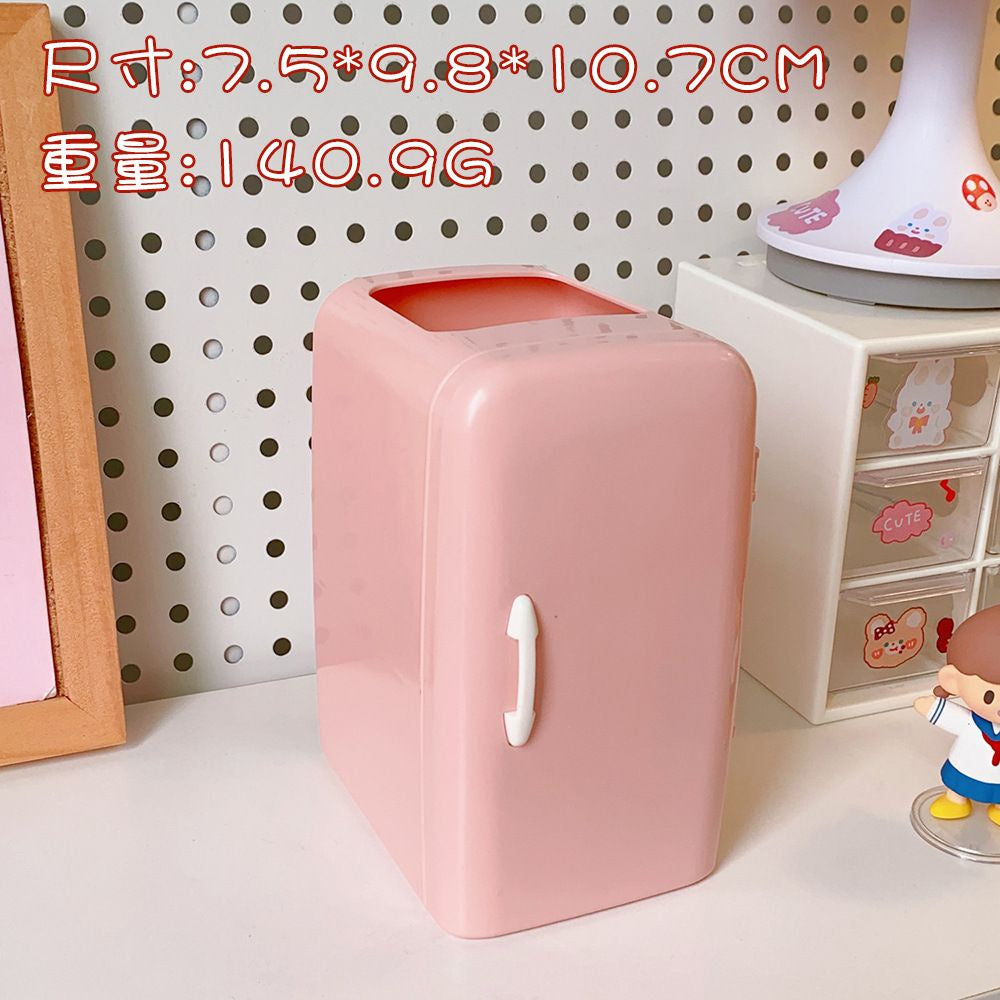Kotak Pensil Bentuk Kulkas Unik Serbaguna Dengan Laci Kotak Pena Cute Fridge Penholder Berkualitas Korean Style Tempat Pensil Aesthetic Desk Decoration Stationary Kit