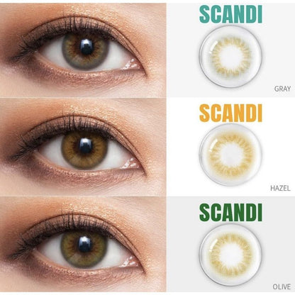 Pekanbaru Softlens Sisse Lens Scandi Gray/Hazel/Olive Normal Hingga Minus 14.5Mm Softlens Tanpa Ring