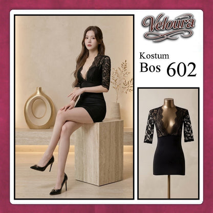 Pekalongan Veloura Boss Lady Cosplay Set - Lingerie Kostum Atasan Crop & Rok Mini Seksi 602