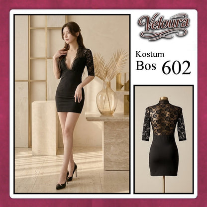 Pekalongan Veloura Boss Lady Cosplay Set - Lingerie Kostum Atasan Crop & Rok Mini Seksi 602