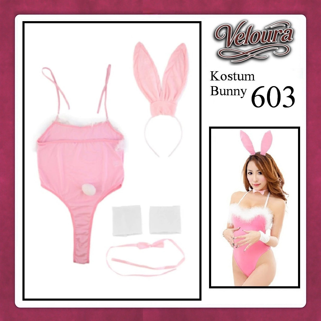 Pekalongan Veloura Rabbit Cosplay Set - Lingerie Kostum Kelinci Seksi Playful Bunny Girl 603