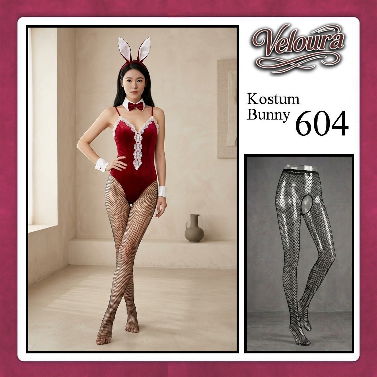 Pekalongan Veloura Rabbit Cosplay Set - Lingerie Kostum Polwan Seksi Playful Bunny 605
