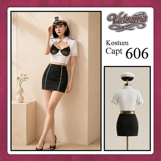 Pekalongan Veloura Capt Cosplay Set - Lingerie Kostum Kapten Pilot Seksi Sailor Captain 606