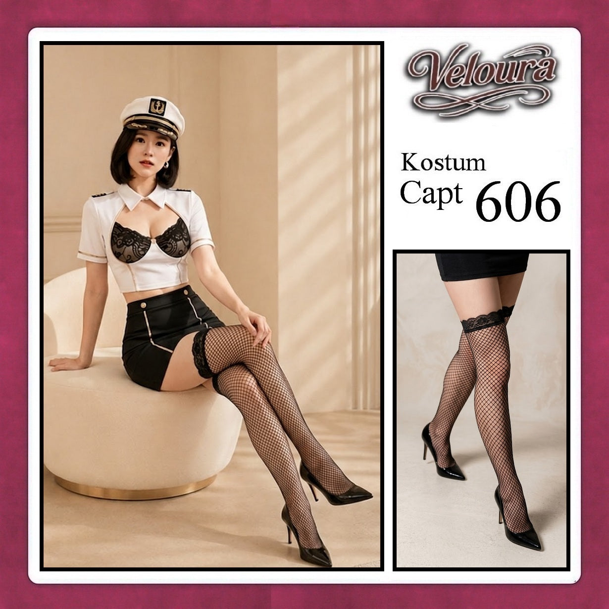 Pekalongan Veloura Capt Cosplay Set - Lingerie Kostum Kapten Pilot Seksi Sailor Captain 606