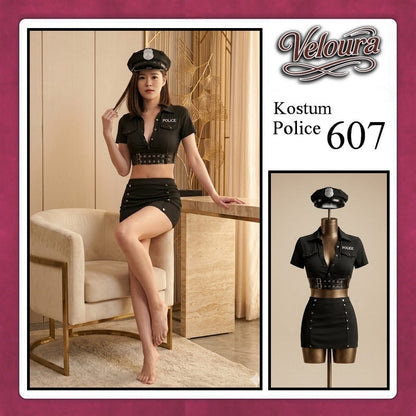 Pekalongan Veloura Police Cosplay Set - Lingerie Kostum Polisi Wanita Seksi Officer Bad Girl 607