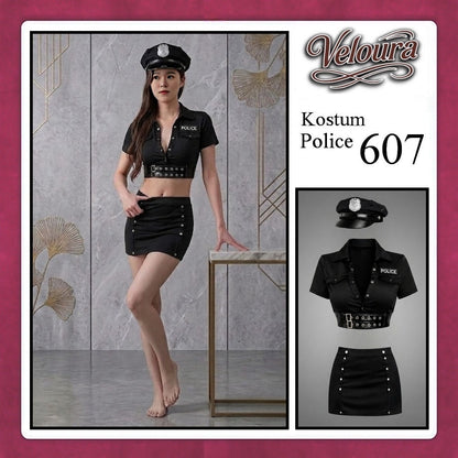 Pekalongan Veloura Police Cosplay Set - Lingerie Kostum Polisi Wanita Seksi Officer Bad Girl 607