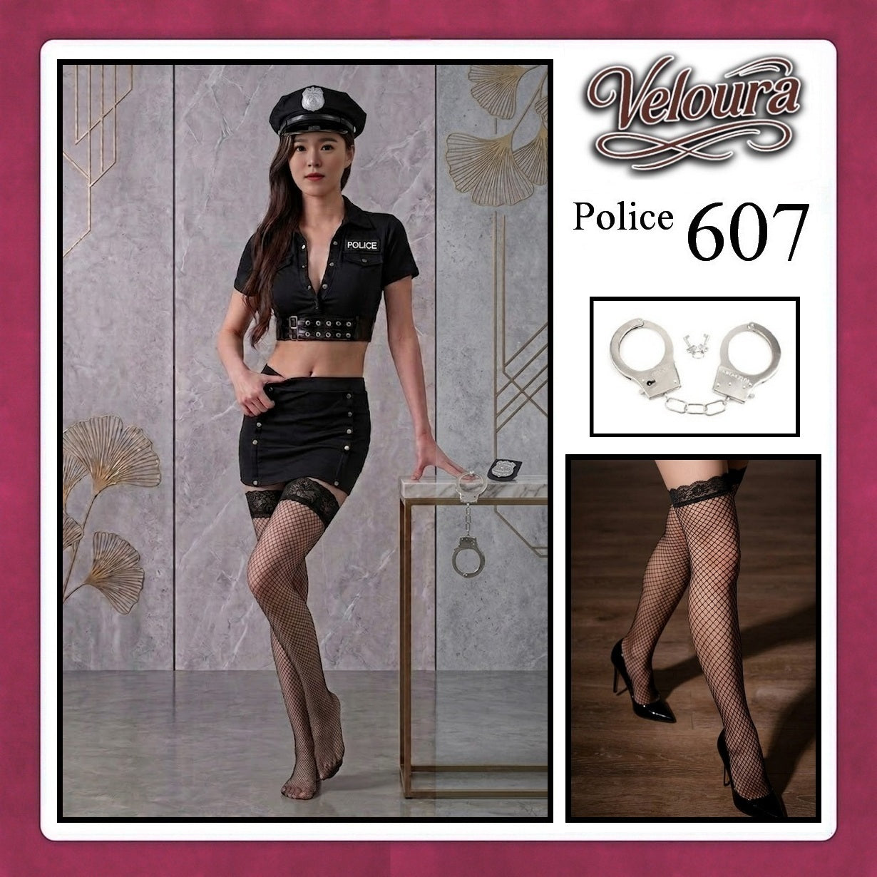 Pekalongan Veloura Police Cosplay Set - Lingerie Kostum Polisi Wanita Seksi Officer Bad Girl 607