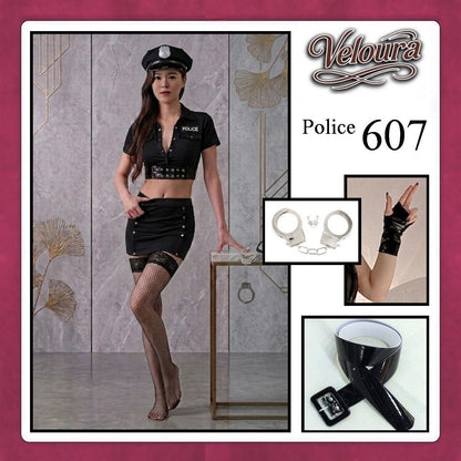 Pekalongan Veloura Police Cosplay Set - Lingerie Kostum Polisi Wanita Seksi Officer Bad Girl 607