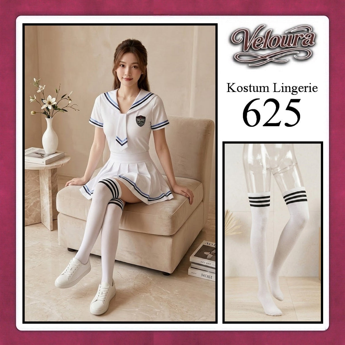 Pekalongan Veloura Sexy Lingerie Pakaian Cosplay Kostum Tema Sekolah - 625