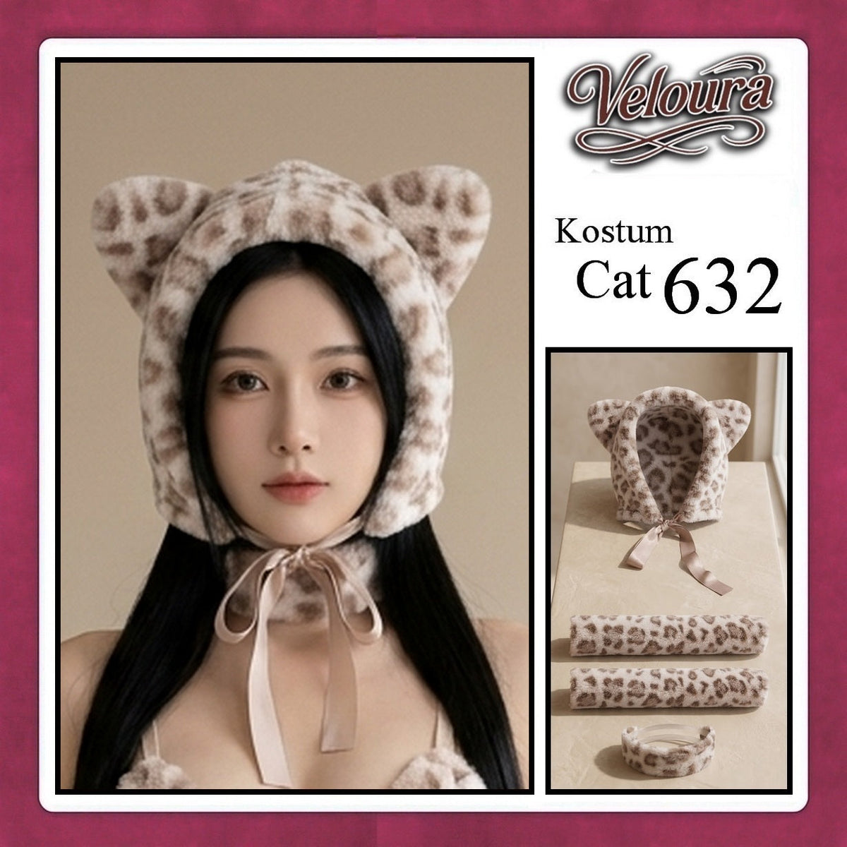 Pekalongan Veloura Pakaian Sexy Lingerie Kostum Night Cosplay Kucing  - Cat Hoody 632 + STOCKING