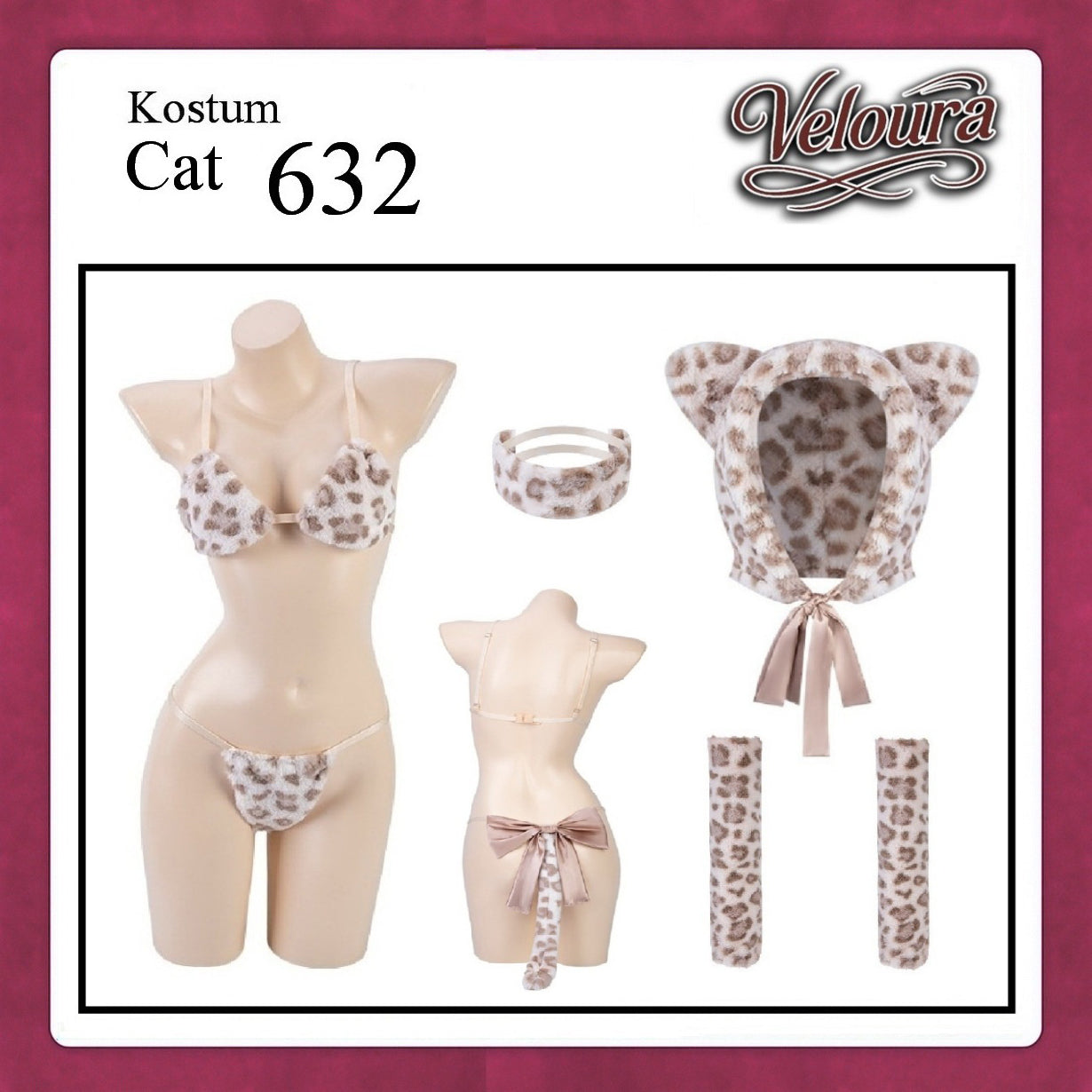 Pekalongan Veloura Pakaian Sexy Lingerie Kostum Night Cosplay Kucing  - Cat Hoody 632 + STOCKING