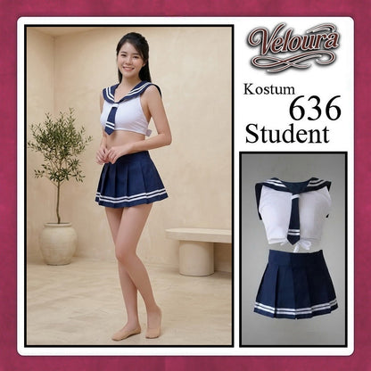 Pekalongan Veloura Pakaian Sexy Lingerie Wanita dan Cosplay Seksi Student Crop Top - 636