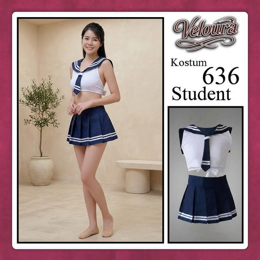 Pekalongan Veloura Pakaian Sexy Lingerie Wanita dan Cosplay Seksi Student Crop Top - 636