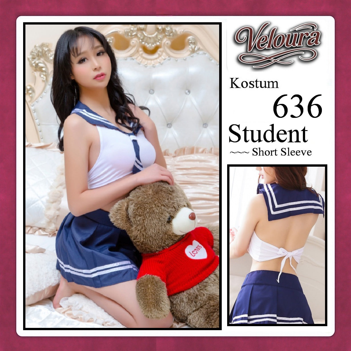 Pekalongan Veloura Pakaian Sexy Lingerie Wanita dan Cosplay Seksi Student Crop Top - 636