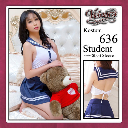 Pekalongan Veloura Pakaian Sexy Lingerie Wanita dan Cosplay Seksi Student Crop Top - 636