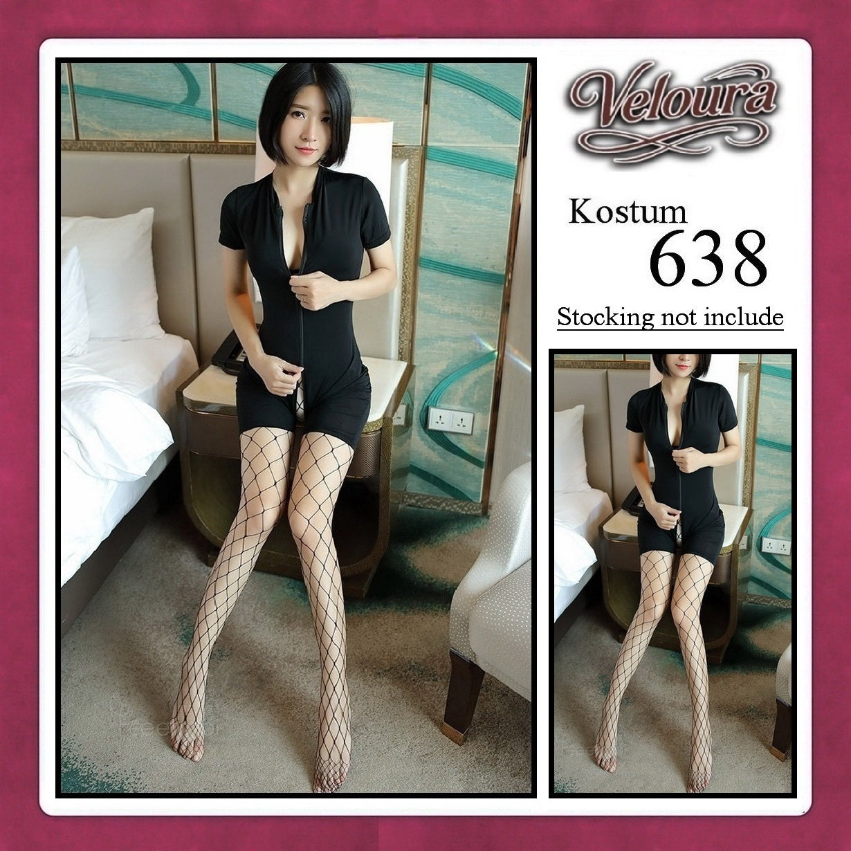 Pekalongan Veloura Pakaian Set Wanita Jumpsuit Bodysuit Black - 638