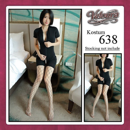 Pekalongan Veloura Pakaian Set Wanita Jumpsuit Bodysuit Black - 638