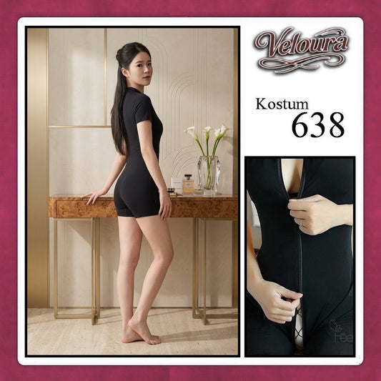 Pekalongan Veloura Pakaian Set Wanita Jumpsuit Bodysuit Black - 638