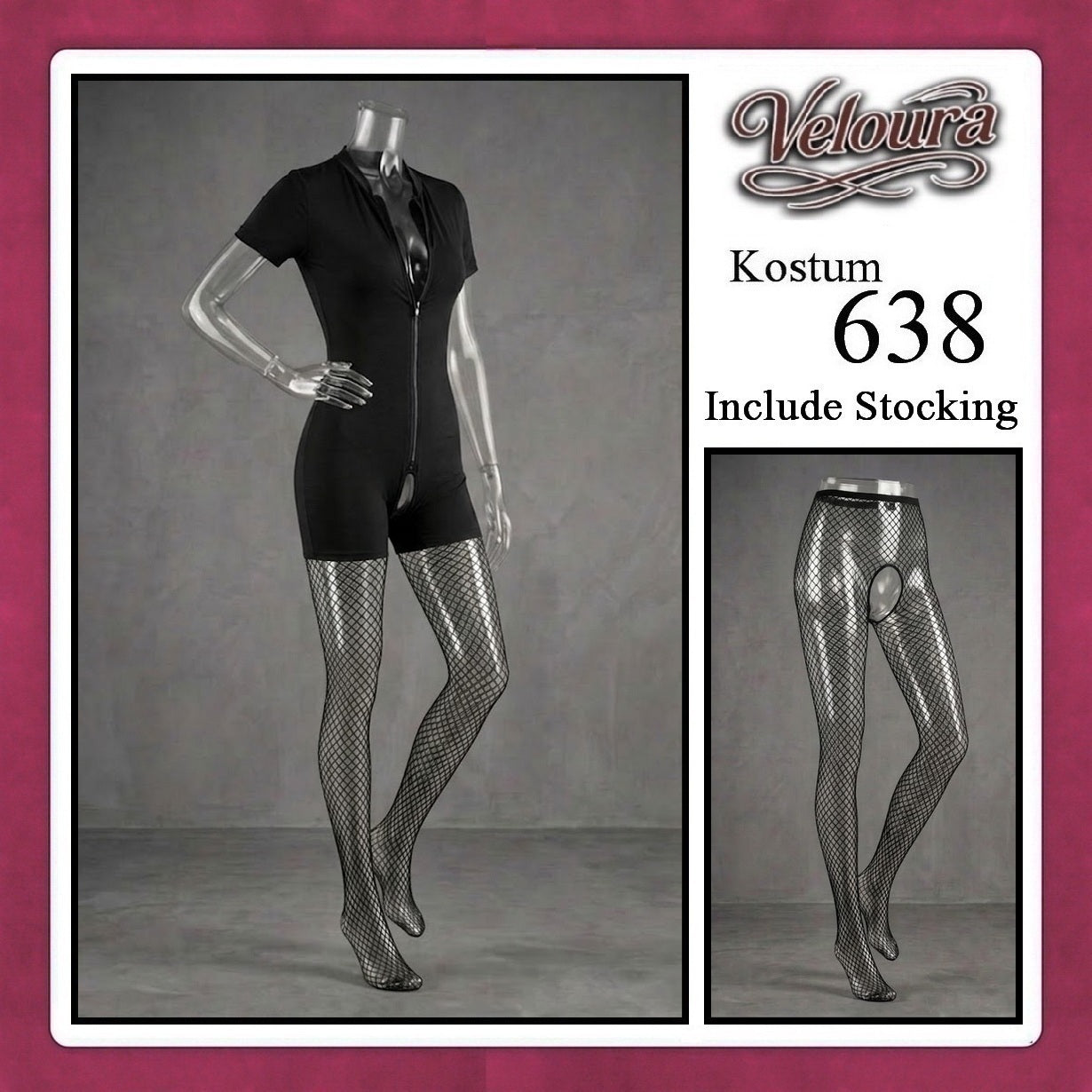 Pekalongan Veloura Pakaian Set Wanita Jumpsuit Bodysuit Black - 638
