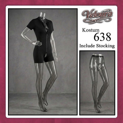 Pekalongan Veloura Pakaian Set Wanita Jumpsuit Bodysuit Black - 638