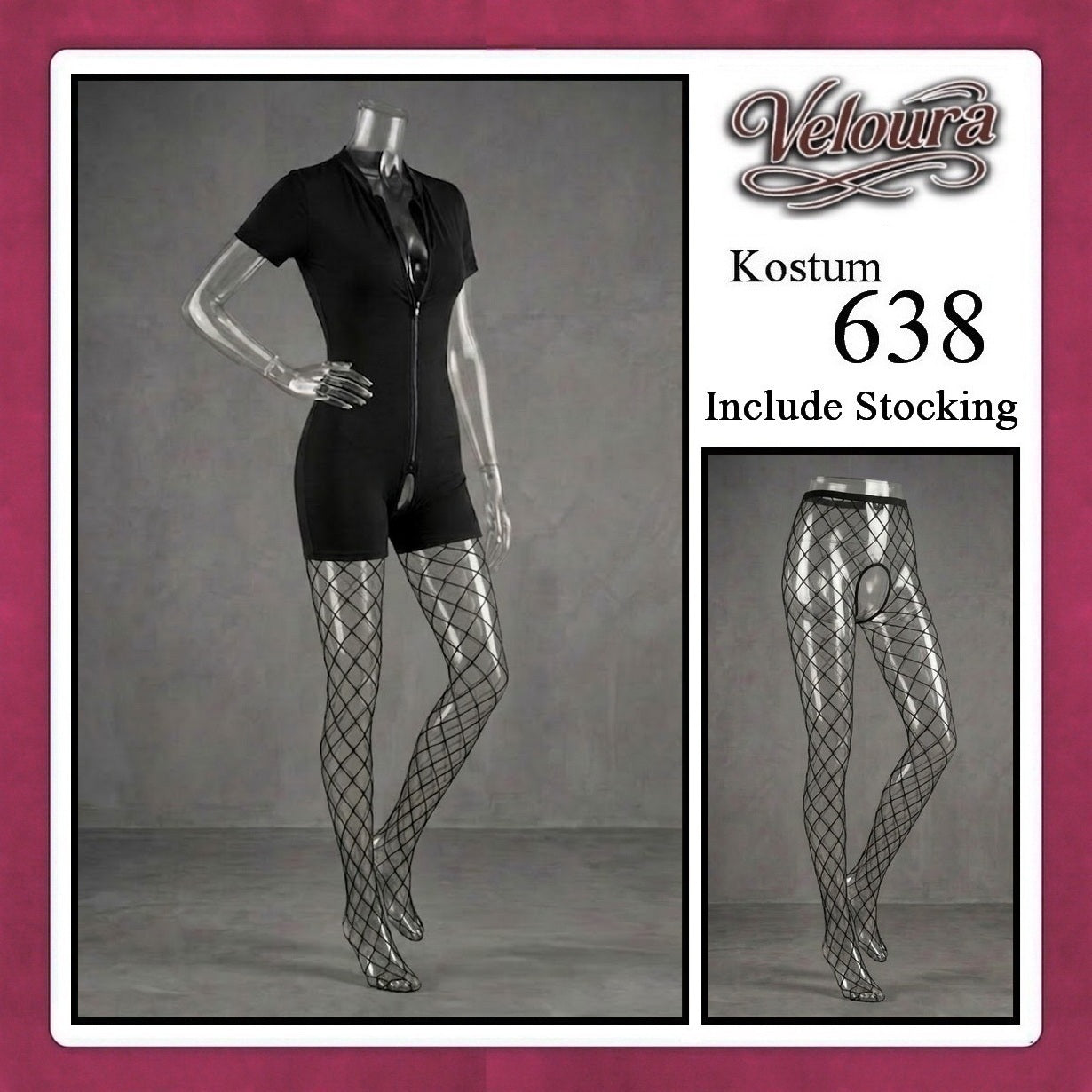 Pekalongan Veloura Pakaian Set Wanita Jumpsuit Bodysuit Black - 638