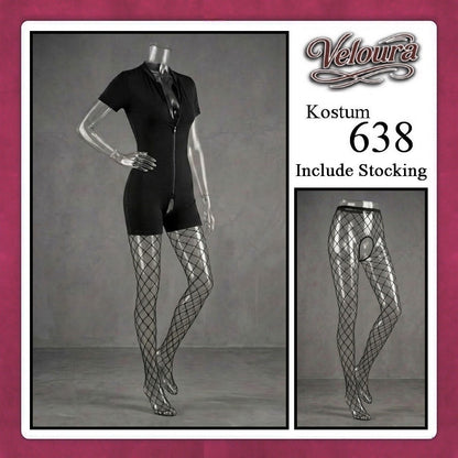 Pekalongan Veloura Pakaian Set Wanita Jumpsuit Bodysuit Black - 638