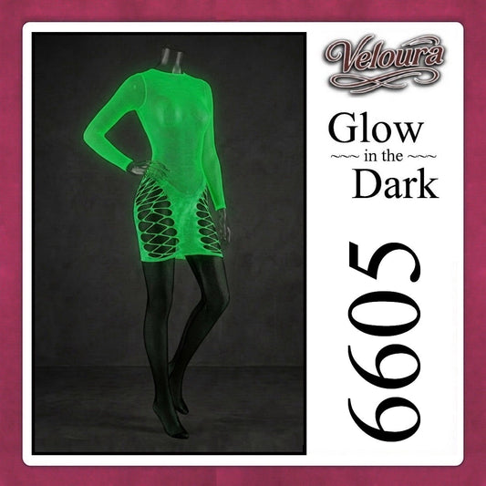 Pekalongan Veloura Bodysuit Spandek Sexy Lingerie Glow in the Dark Net Clothes - GITD 6605
