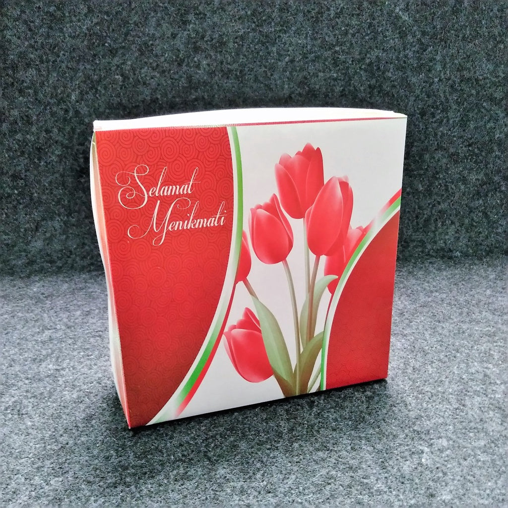 Pekanbaru Box / Kotak Kue Bunga Selamat Menikmati Uk. 25X25Cm