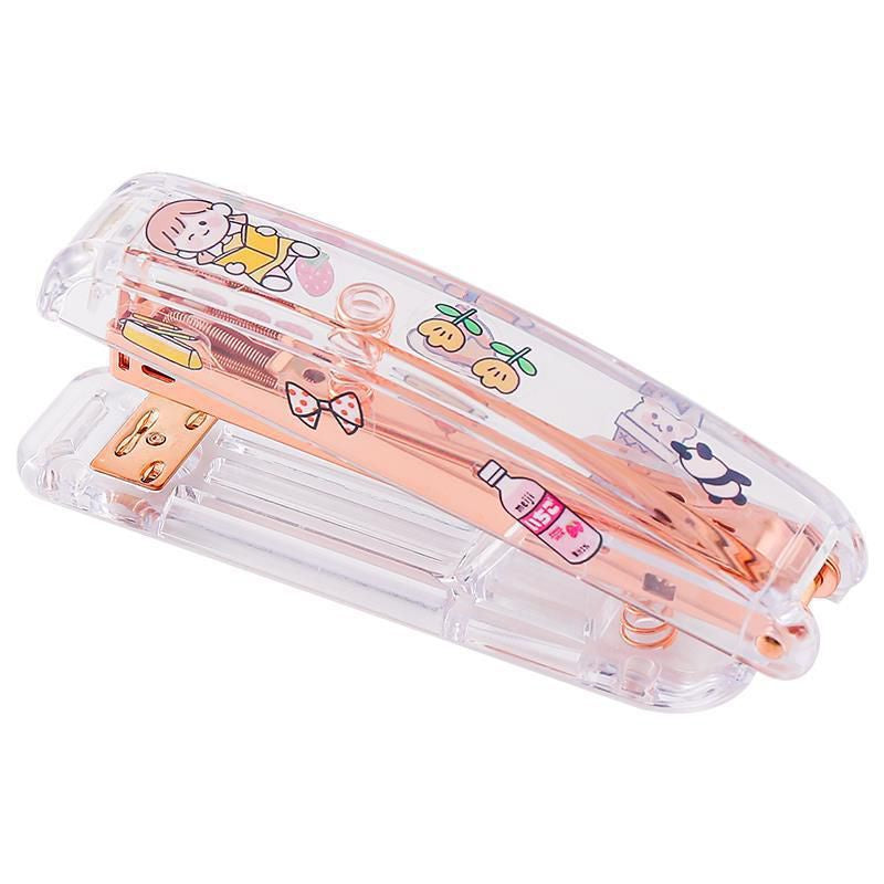 Hekter Transparan Ins Lucu Berkualitas Hekter Staples Besar Clear Unik Pink Stationary Kit DIY Stapler Dekorasi Buku Jurnal Be