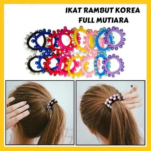 HR- KUNCIRAN KOREA IKAT RAMBUT FULL MUTIARA KOREAN cepol kuncir karet gelang pearl hairbands