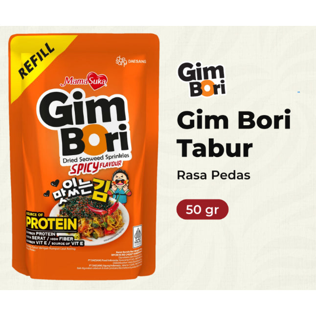 Mamasuka Gim Bori Dried Seaweed Sprinkles, Rumput Laut Rasa Original, Pedas, Extra Spicy, & Bulgogi