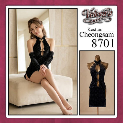 Pekalongan Veloura Pakaian Cheongsam Mini Kostum Lingerie Set Dress Sexy Model Baju China 8701