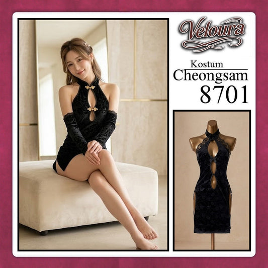Pekalongan Veloura Pakaian Cheongsam Mini Kostum Lingerie Set Dress Sexy Model Baju China 8701