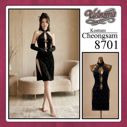 Pekalongan Veloura Pakaian Cheongsam Mini Kostum Lingerie Set Dress Sexy Model Baju China 8701