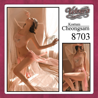 Pekalongan Veloura Pakaian Cheongsam Mini Kostum Lingerie Set Dress Sexy Model Baju China 8703
