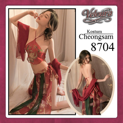 Pekalongan Veloura Pakaian Cheongsam Mini Kostum Lingerie Set Dress Sexy Model Baju China 8704
