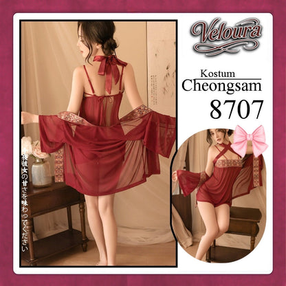 Pekalongan Veloura Pakaian Cheongsam Mini Kostum Lingerie Set Dress Sexy Model Baju China 8707