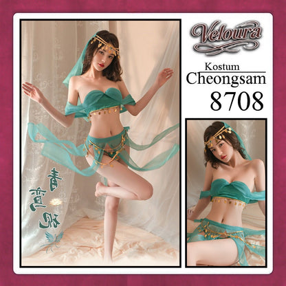Pekalongan Veloura Pakaian Cheongsam Mini Kostum Lingerie Set Dress Sexy Model Baju China 8708