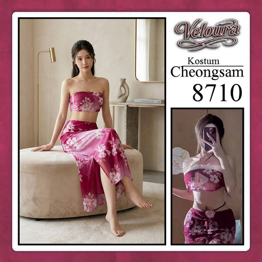 Pekalongan Veloura Pakaian Cheongsam Mini Kostum Lingerie Set Dress Sexy Model Baju China 8710