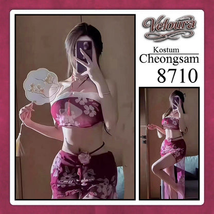 Pekalongan Veloura Pakaian Cheongsam Mini Kostum Lingerie Set Dress Sexy Model Baju China 8710