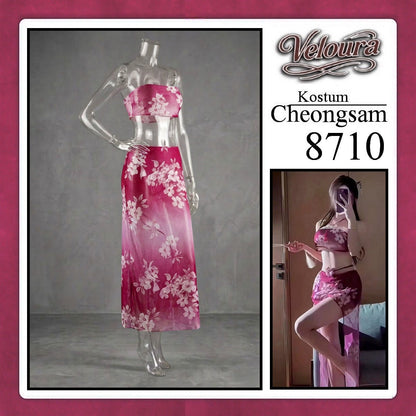 Pekalongan Veloura Pakaian Cheongsam Mini Kostum Lingerie Set Dress Sexy Model Baju China 8710