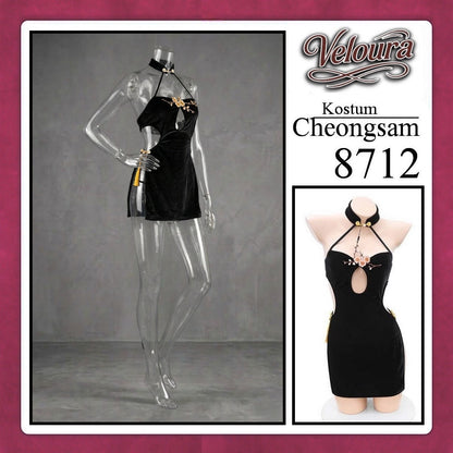 Pekalongan Veloura Pakaian Cheongsam Mini Kostum Lingerie Set Dress Sexy Model Baju China 8712