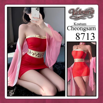 Pekalongan Veloura Pakaian Cheongsam Mini Kostum Lingerie Set Dress Sexy Model Baju China 8713