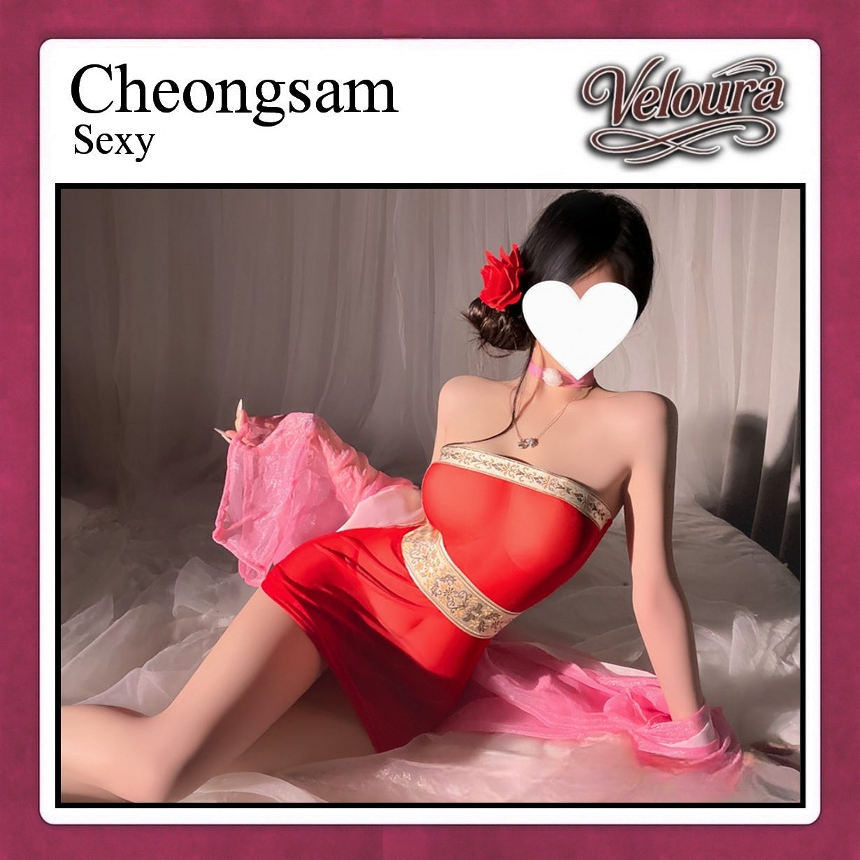 Pekalongan Veloura Pakaian Cheongsam Mini Kostum Lingerie Set Dress Sexy Model Baju China 8713