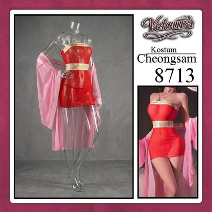 Pekalongan Veloura Pakaian Cheongsam Mini Kostum Lingerie Set Dress Sexy Model Baju China 8713