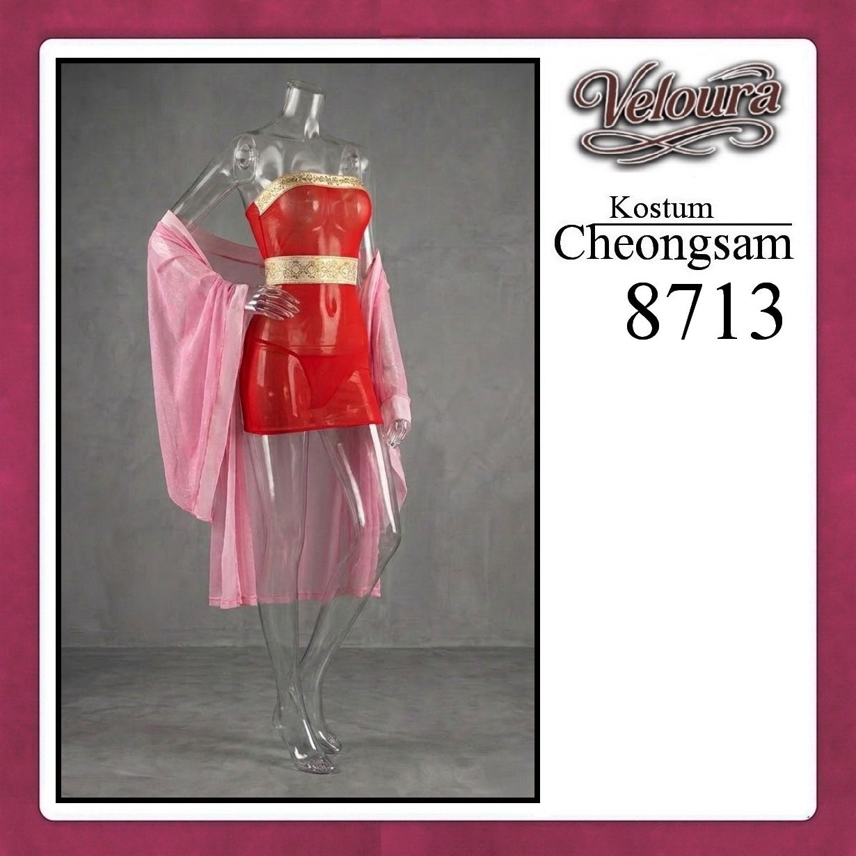 Pekalongan Veloura Pakaian Cheongsam Mini Kostum Lingerie Set Dress Sexy Model Baju China 8713