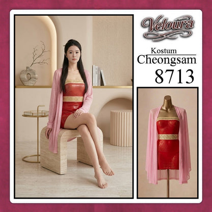 Pekalongan Veloura Pakaian Cheongsam Mini Kostum Lingerie Set Dress Sexy Model Baju China 8713