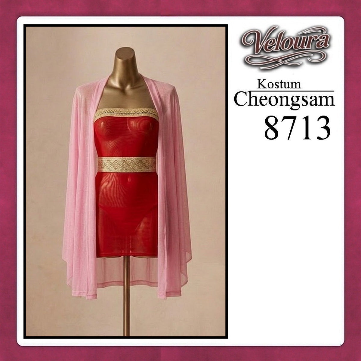 Pekalongan Veloura Pakaian Cheongsam Mini Kostum Lingerie Set Dress Sexy Model Baju China 8713
